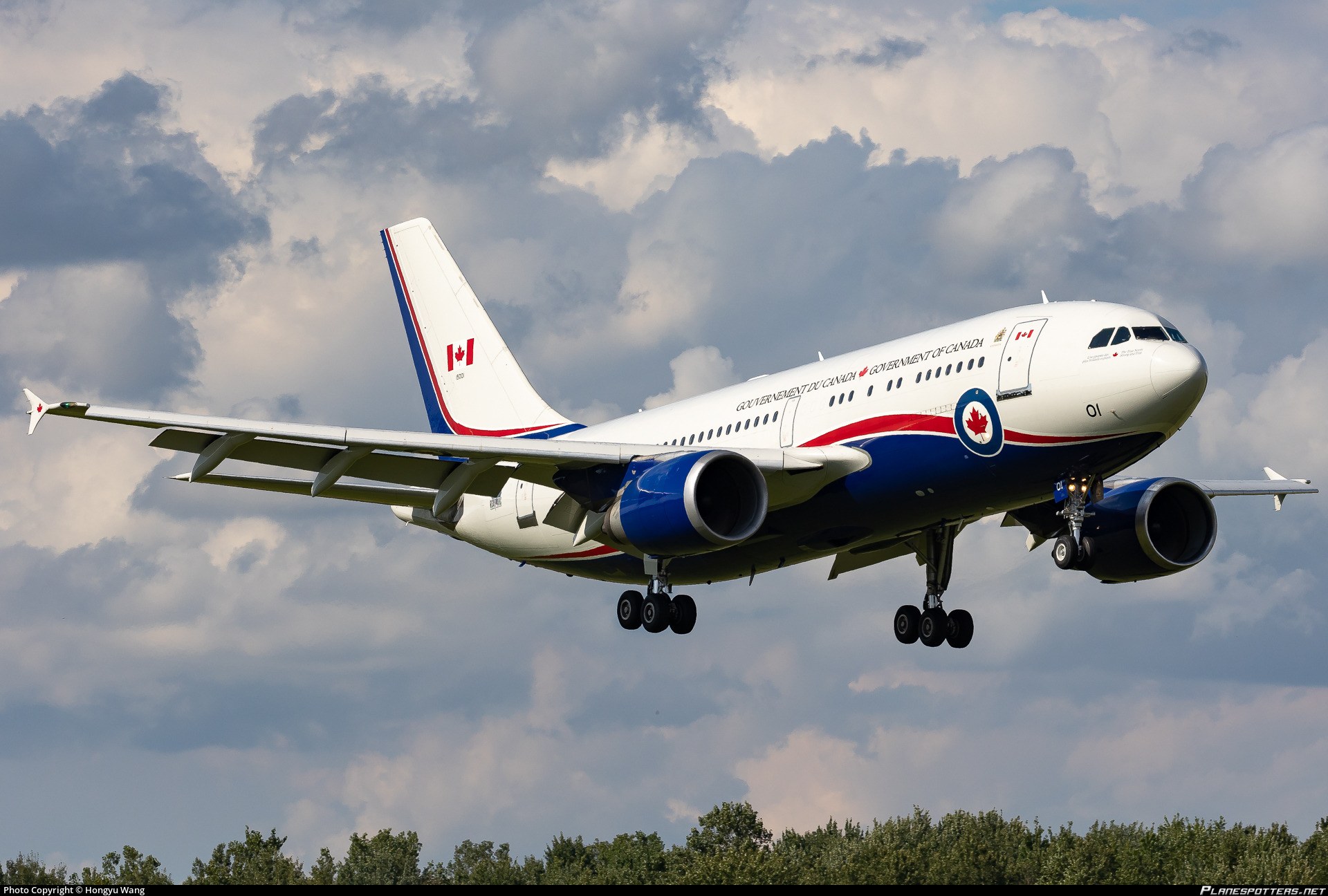 Government of Canada CC-150 Polaris 01 airborne with landing gear extended.