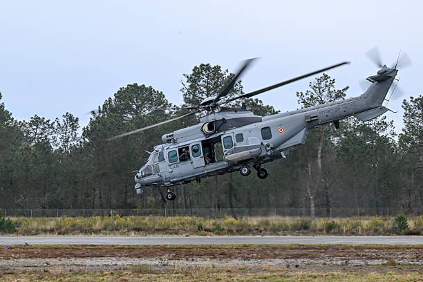 Airbus Helicopters H225M Caracal - An Airbus Helicopters H225M Caracal helicopter from the special forces takes off from the Souge camp runway during the SOFINS special forces