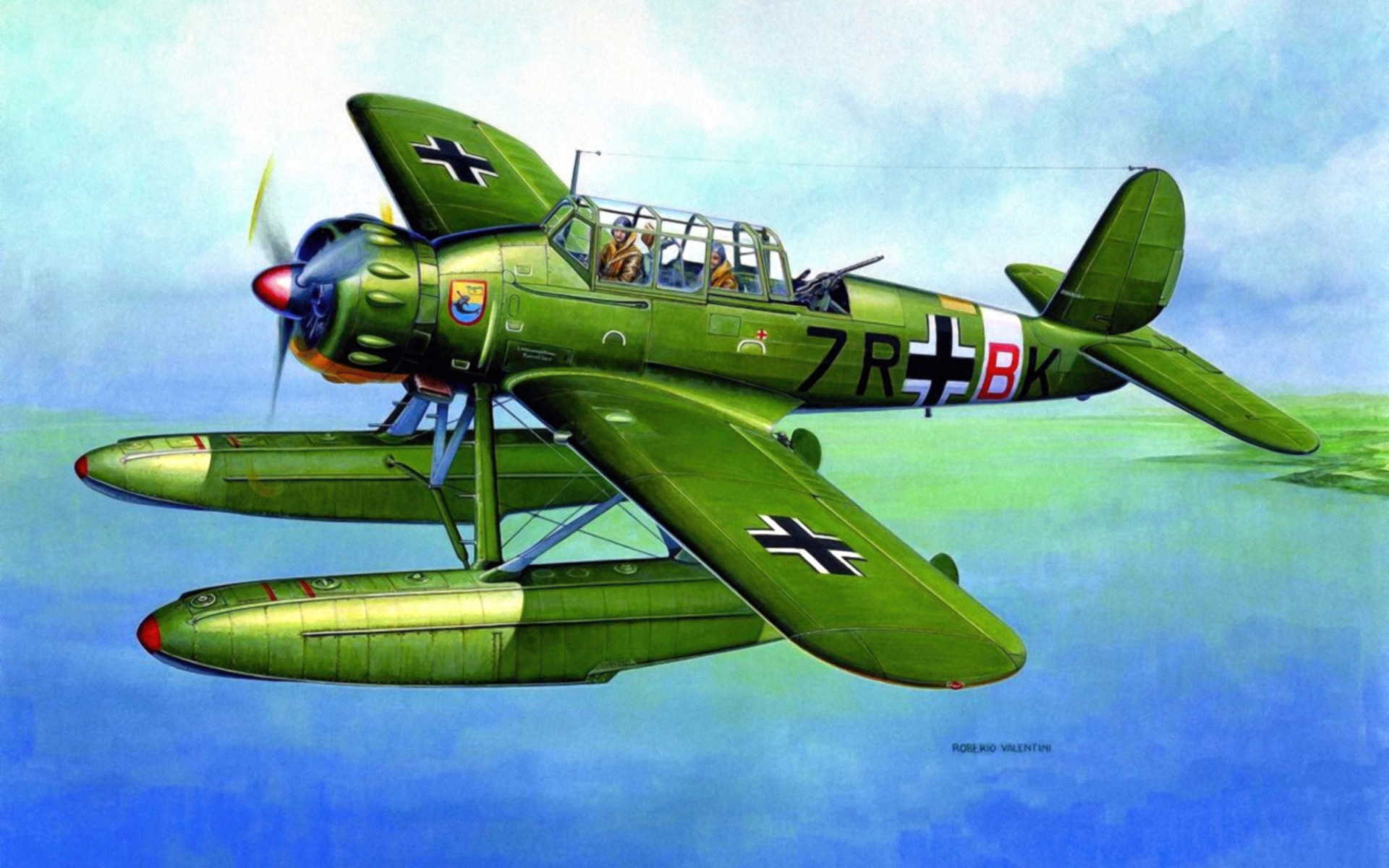 Arado Ar 196 - Download wallpaper war, art, painting, drawing, ww2, german aircraft