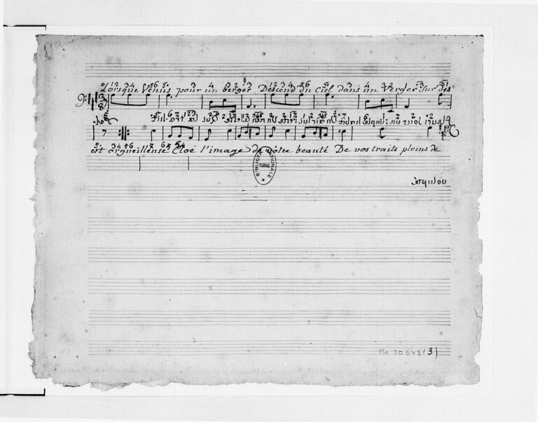 Musique chiffr e notation musicale par J J Rousseau manuscrit autographe