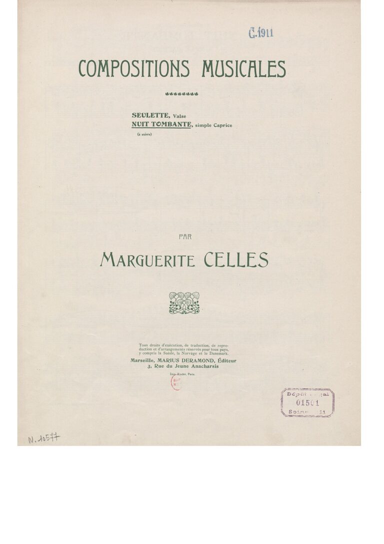 Compositions musicales Nuit tombante simple caprice piano / Marguerite Celles
