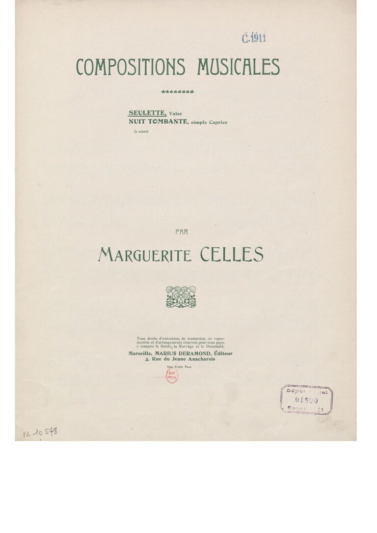 Compositions musicales Seulette valse pour piano / Marguerite Celles