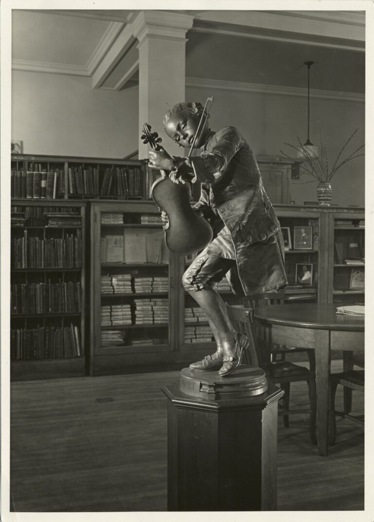 Music Library Bronze statue of Mozart by Barrias