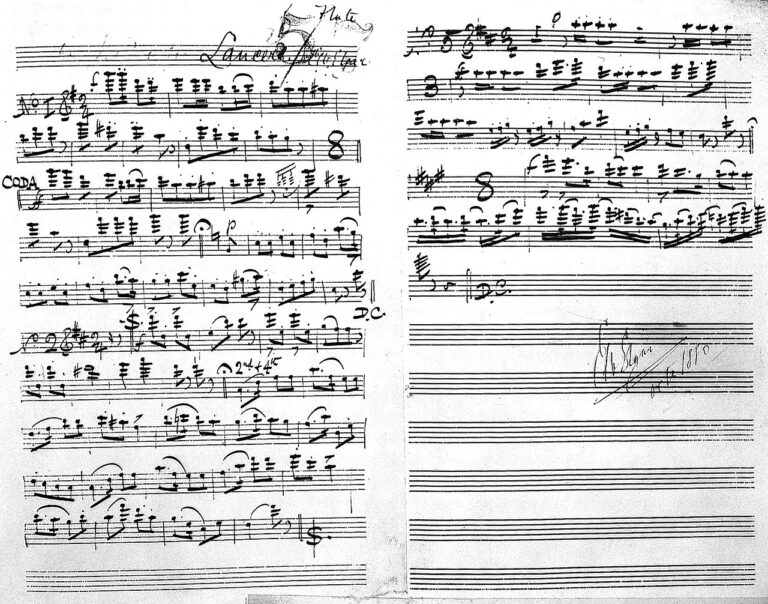 Music manuscript with Edward Elgar's signature