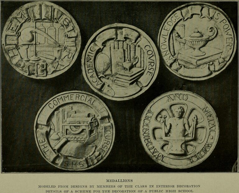 Medallions designed for a public high school from Annual report of the Philadelphia Museum of Art