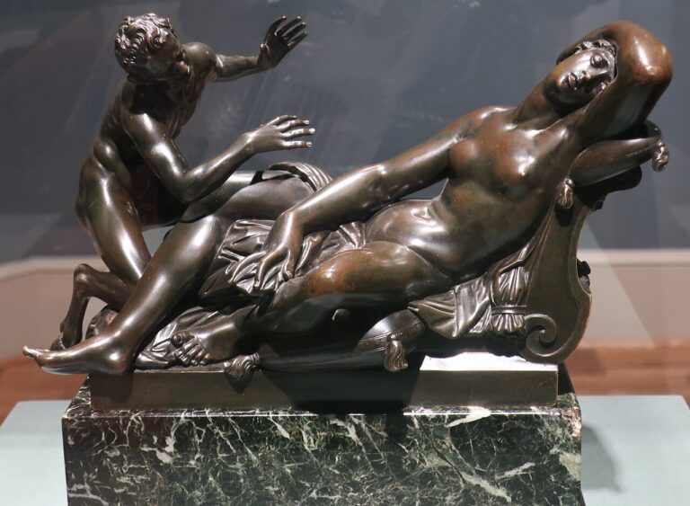 Sleeping Venus and Satyr by Giambologna late 17th century bronze on later marble base Saint Louis Art Museum