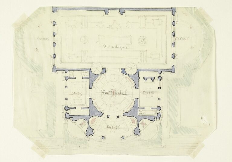 Drawing Sketch plan for proposed Morgan Library Museum ca
