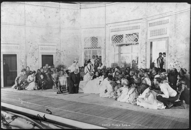 Scene from stage production of Uncle Tom's Cabin - Little Eva's death scene