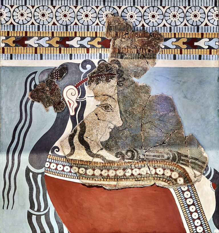 Female figure from the Mycenaean frescoes of Tiryns at the National Archaeological Museum of Athens 26-10