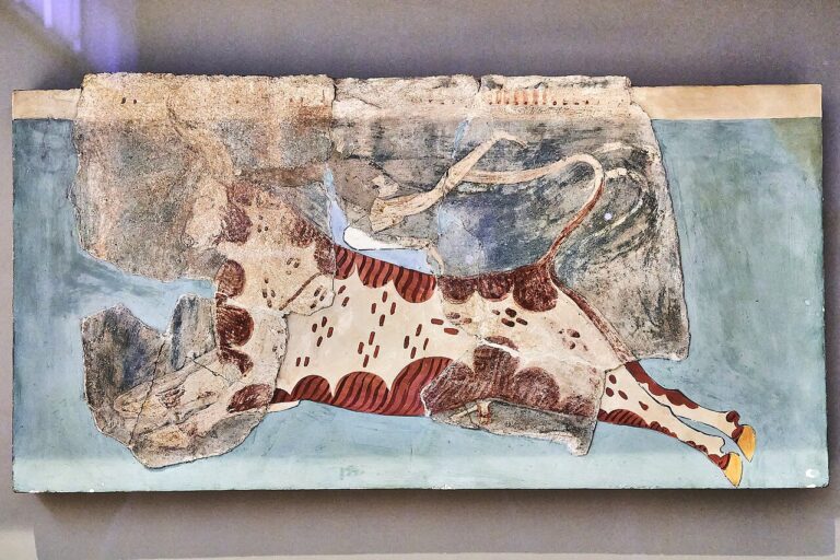 Mycenaean bull-leaping fresco from Tiryns at the NAM on October