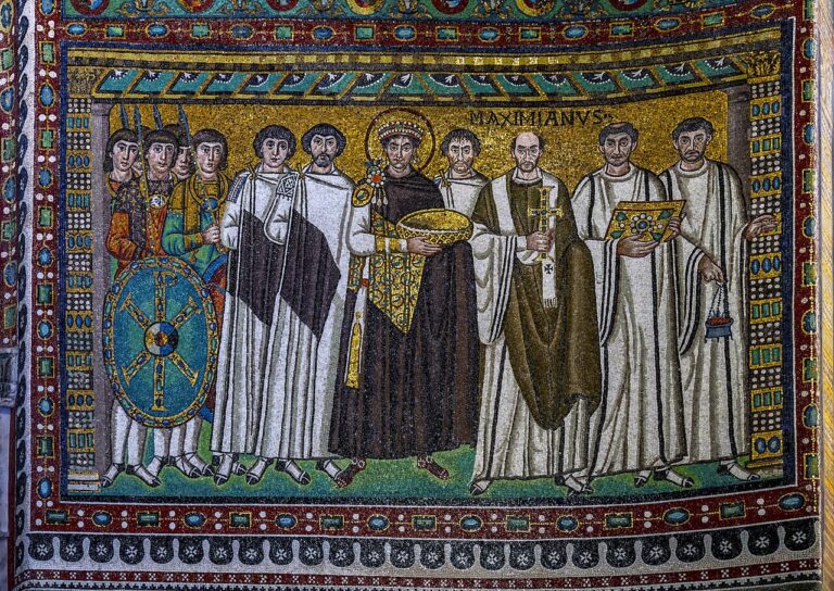 Justinian mosaic San Vitale consecrated Ravenna Italy
