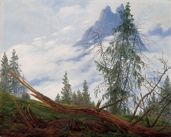 German Berggipfel mit ziehenden Wolken Mountain Peak with Drifting Clouds