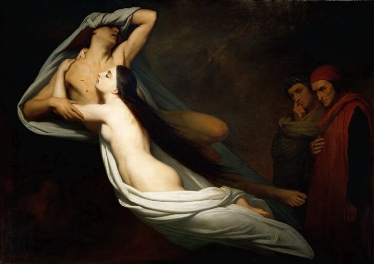French Les ombres de Francesca da Rimini et de Paolo Malatesta apparaissent Dante et Virgile Dante and Virgil