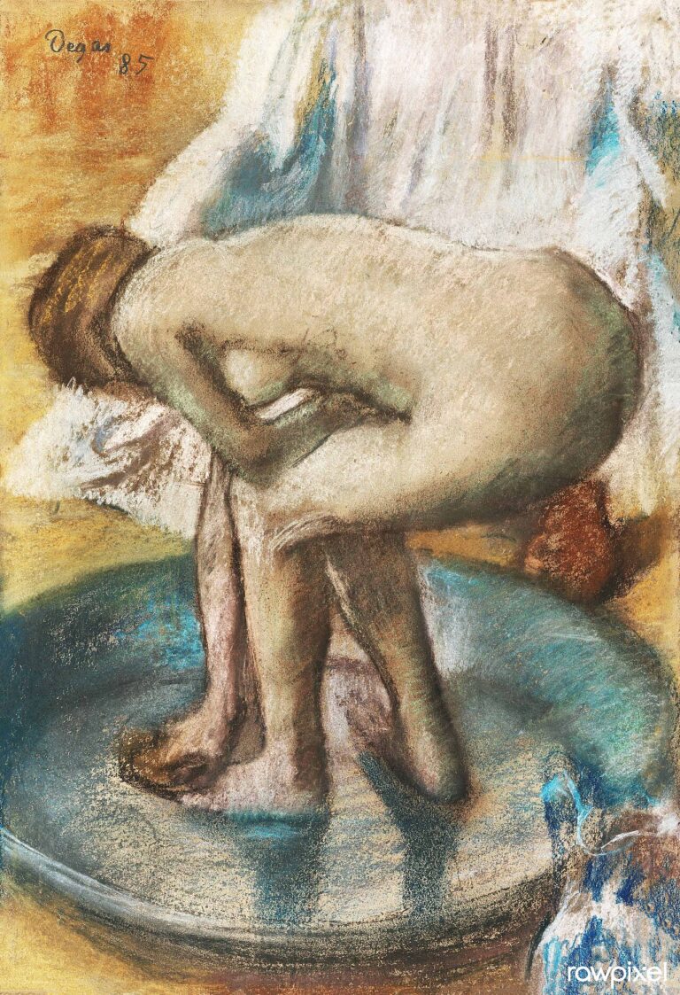 Nude lady Woman Bathing in a Shallow Tub painting in high resolution by Edgar Degas Original from The
