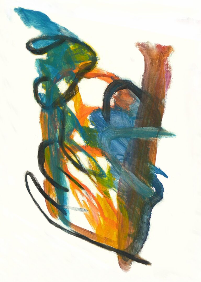 'Hymn 14' acrylic painting on paper - abstract art made in by Dutch painter Fons Heijnsbroek