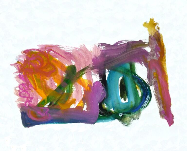 'Written house Schiller ' - gouache painting on paper - abstract art made in by Dutch painter Fons Heijnsbroek