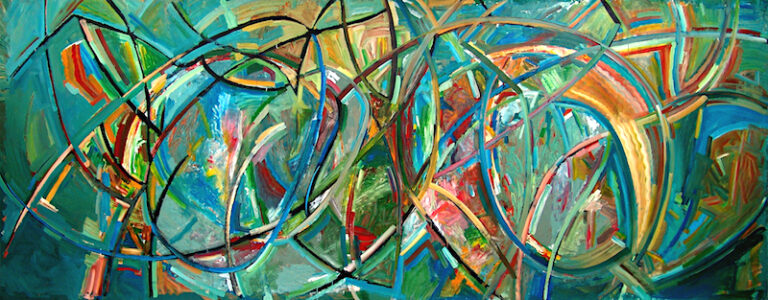Muse - contemporary painting artwork by Ib Benoh mural-like acrylic on canvas
