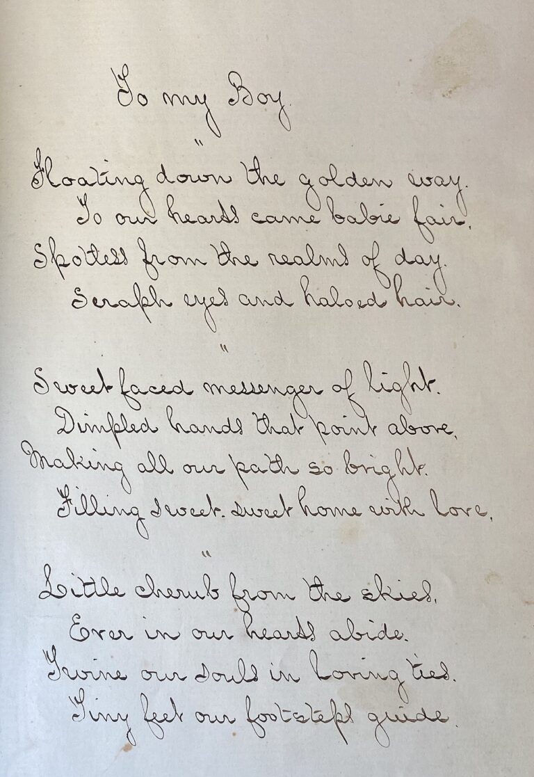 Wiggin-To My Boy - manuscript of Wiggin's poem To My Boy