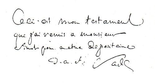 Marquis de Sade manuscript