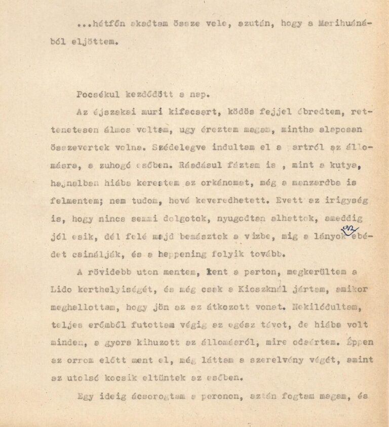 Typescript of Hungarian writer Tamas Pinter's novel Marihu na