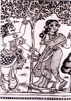Illustration from Sougandhika Parinaya lithograph