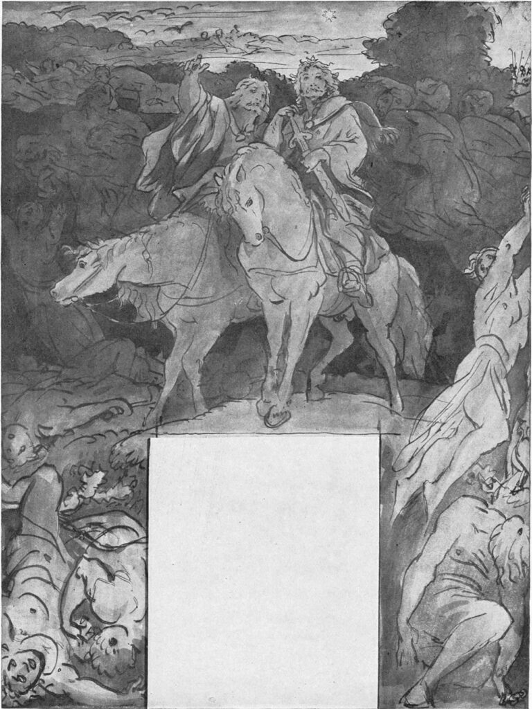 Josef M nes Sketch for illustration of the Kr lov Dv r Manuscript Z boj Epic Poem