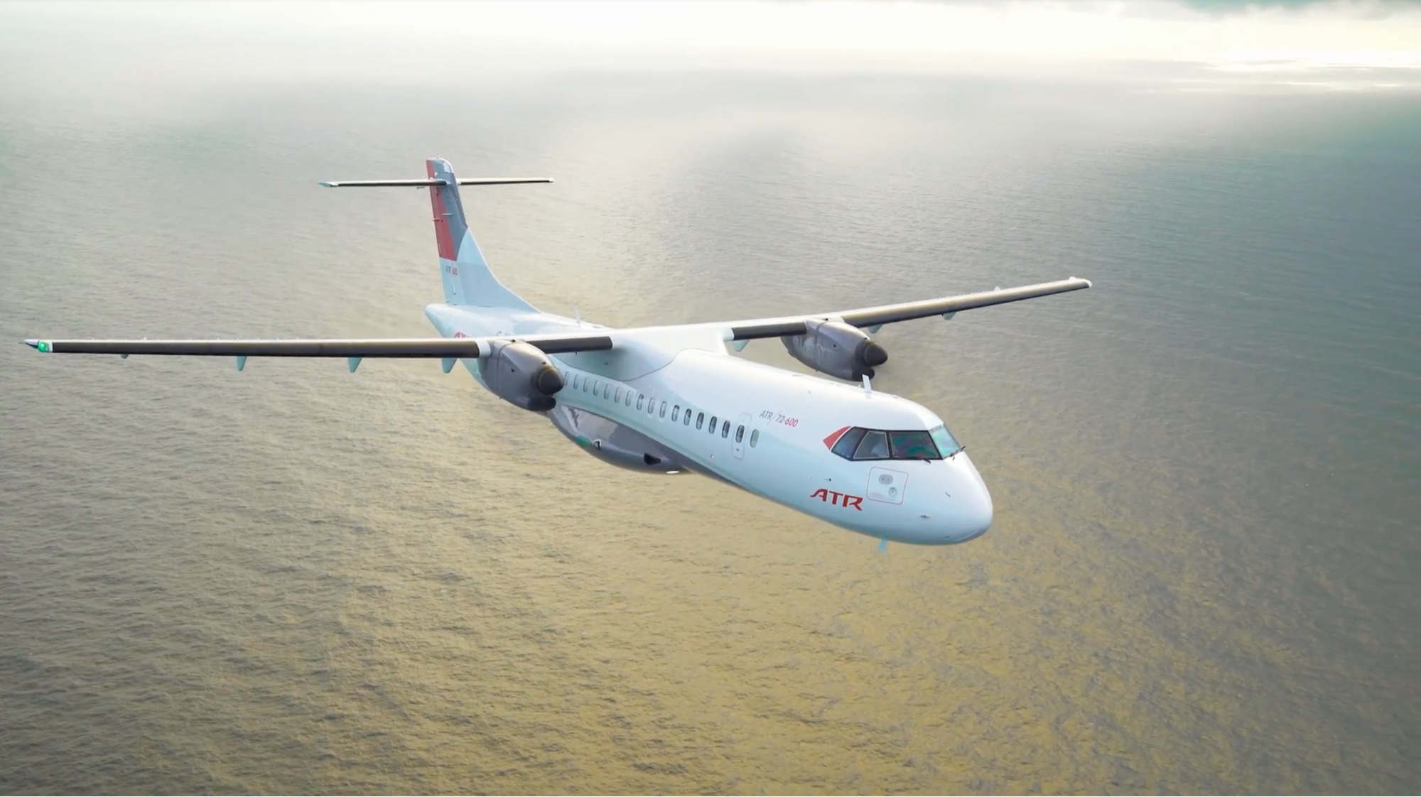 ATR regional turboprop aircraft shown on the ground.