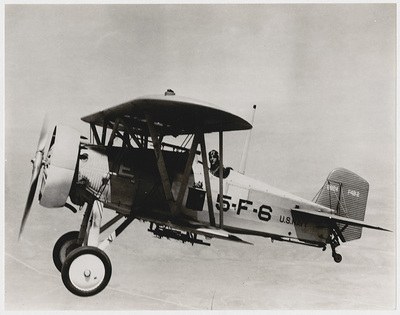 Boeing F4B biplane marked 5-F-6 in a left side view.