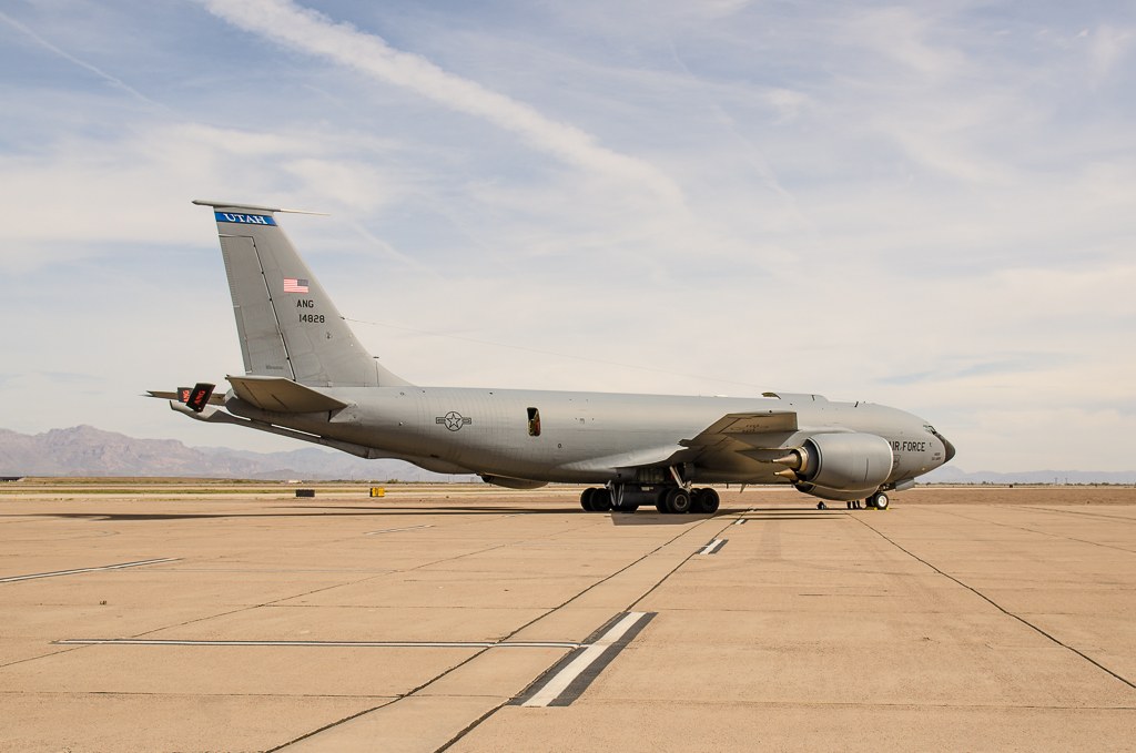 Utah ANG KC-135 Stratotanker parked on an airfield ramp.