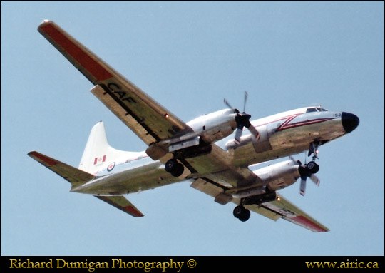 Canadair CC-109 Cosmopolitan 152 airborne with landing gear extended.