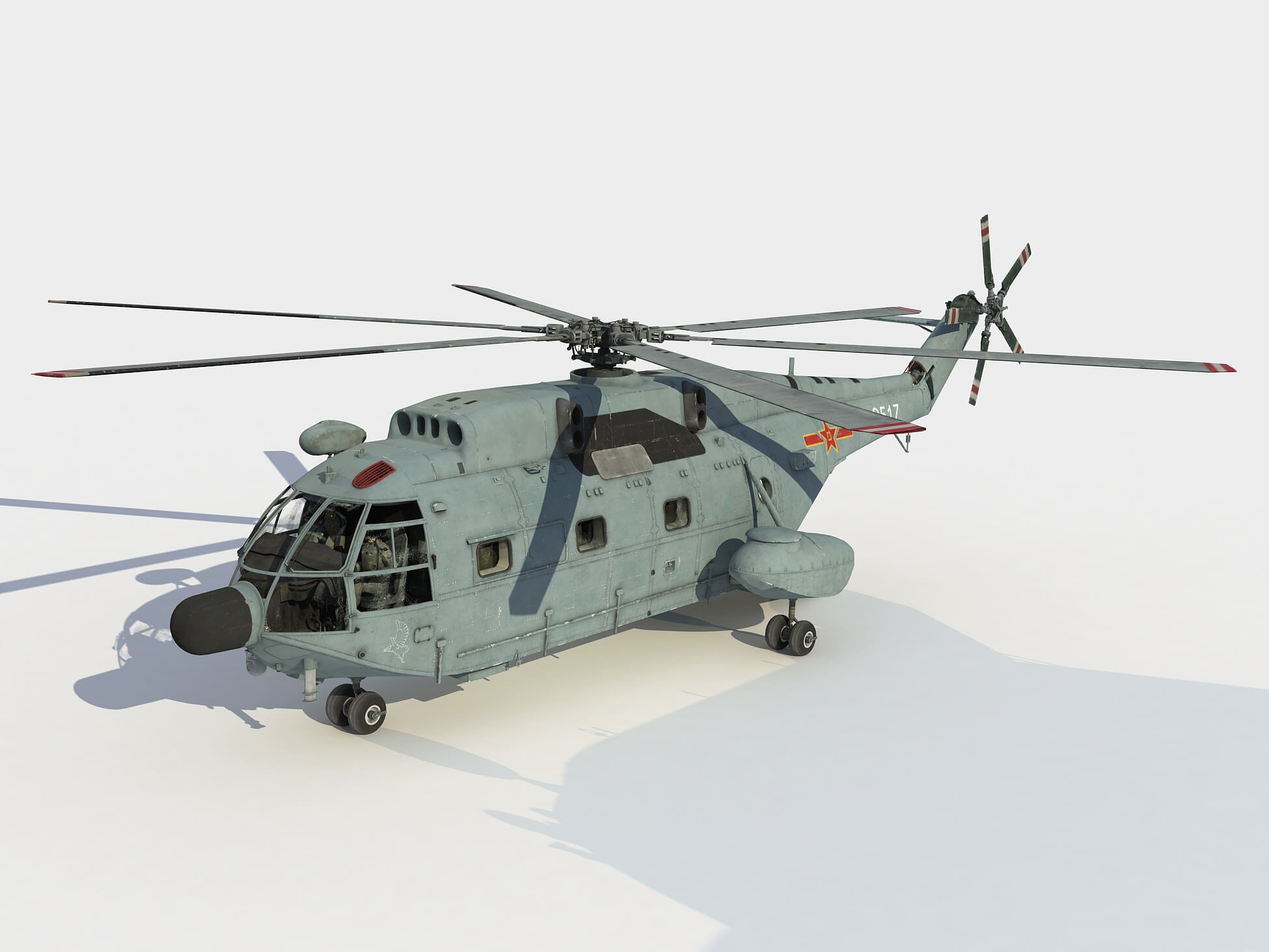 Changhe Z-8 - Changhe Z-8J Helicopter 3D Model by Mermodels