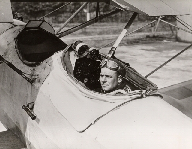 Consolidated NY - Doolittle, James Harold, Lieutenant, Air Corps, United States Army, in rear cockpit of the Consolidated NY-2 Husky, NX7918, a trainer equ...