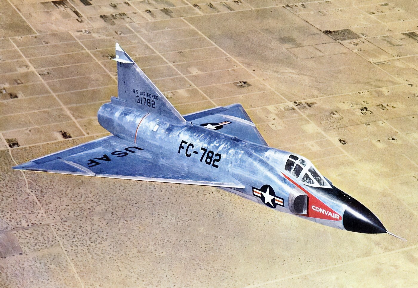 Close color print view of Convair F-102 Delta Dagger FC-782.