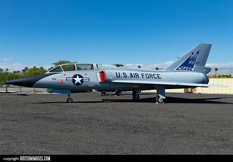 Convair F-106 Delta Dart 72509 with Chase tail marking displayed outdoors.