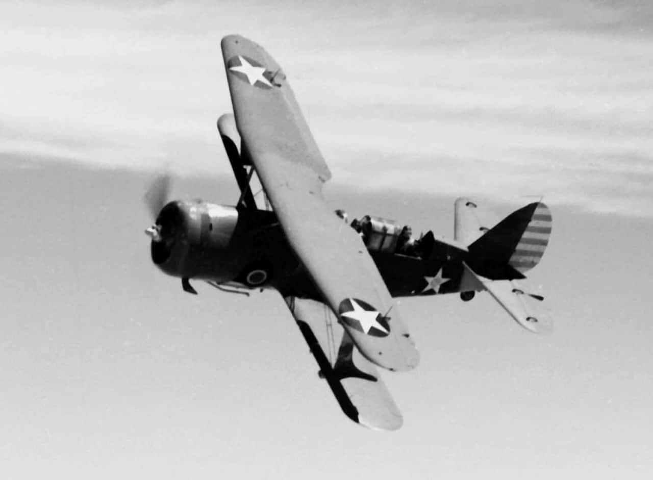 Curtiss SBC Helldiver - A U.S. Marine Corps Curtiss SBC-4 Helldiver in flight in early 1942