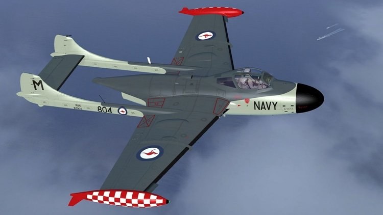Composite image with two Sea Venom model views, including Navy 804 markings.