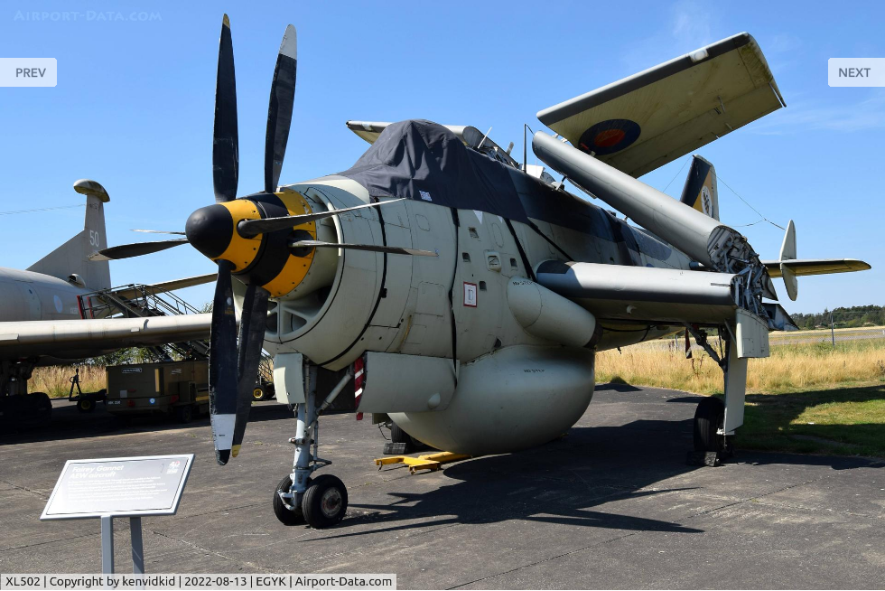 Fairey Gannet - XL502 @ EGYK - XL502 (was G-BMYP) at Yorkshire Air Museum - by Eric.Fishwick