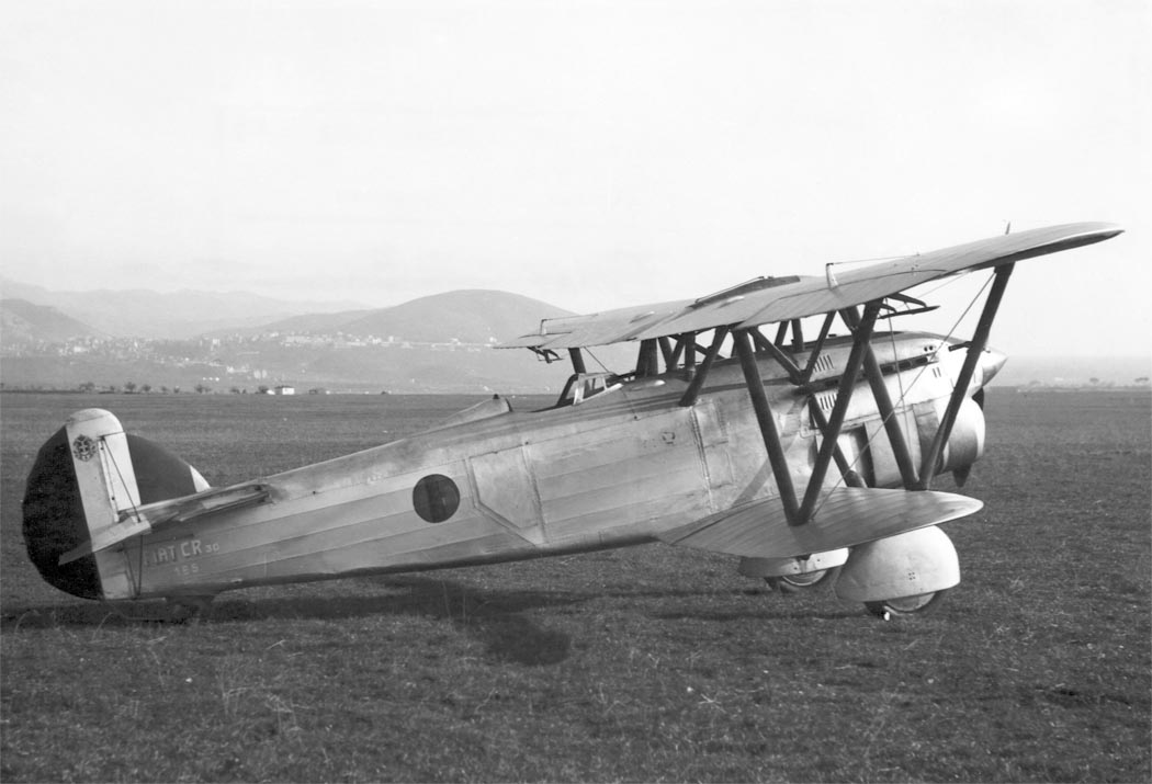 Fiat CR.30 biplane fighter in flight