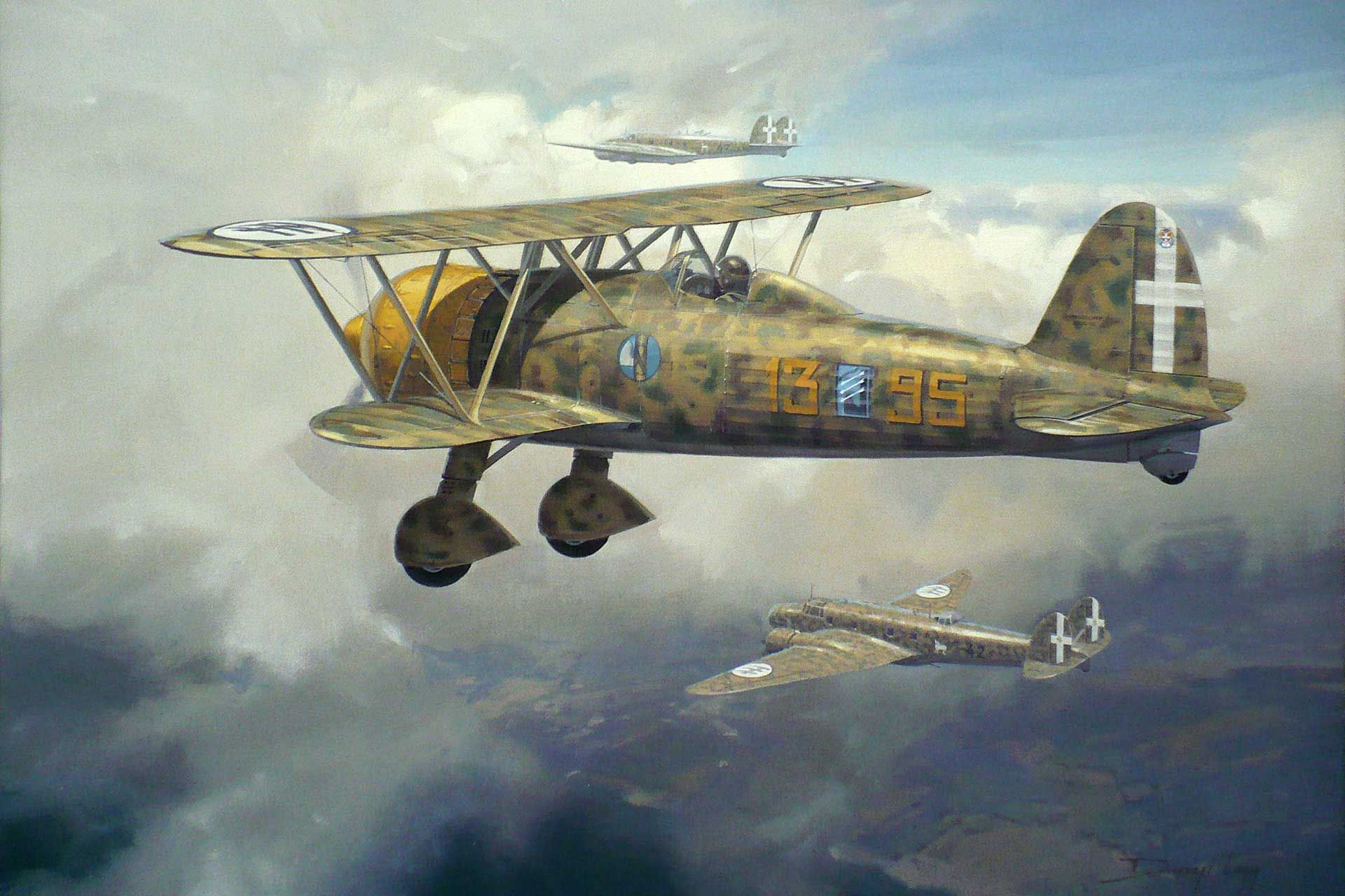 Fiat CR.42 Falco - Fiat CR 42 Falco by Darryl Legg Aircraft art, Aircraft painting