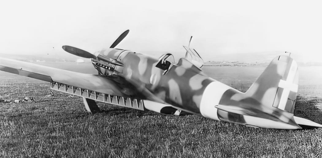 Fiat G.55 Centauro camouflaged fighter on the ground