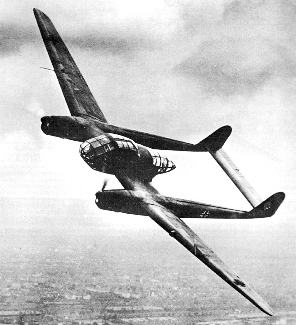 Focke-Wulf Fw 189 reconnaissance aircraft banking in flight
