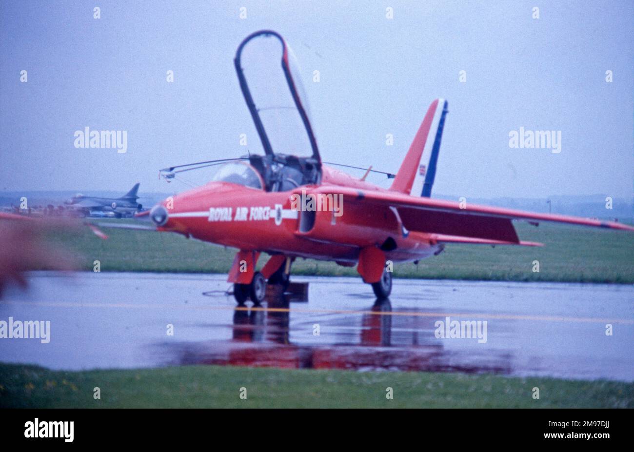 Folland Gnat - RAFAT RAF Red Arrows Folland Gnat single aircraft in the rain before