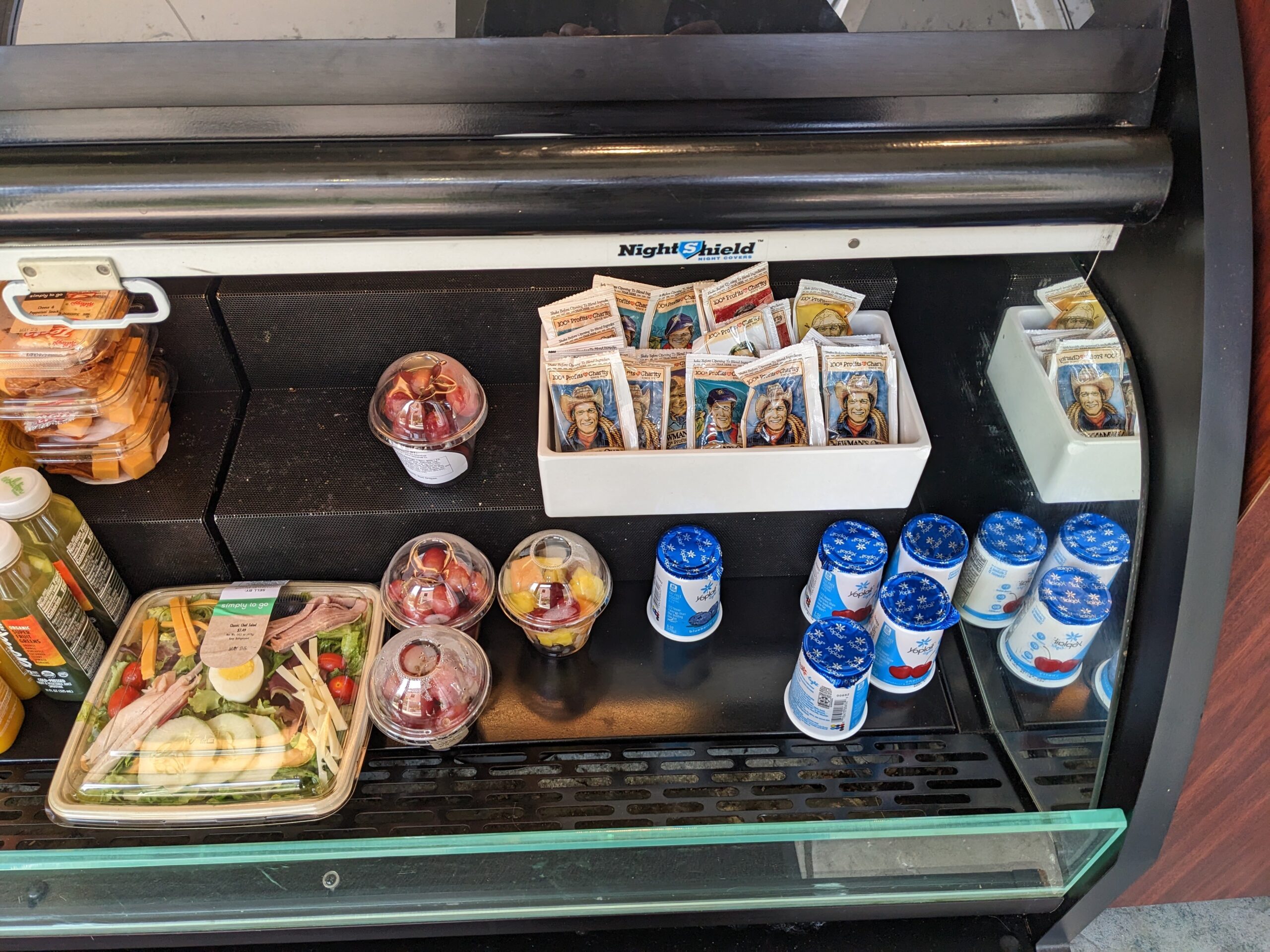 Microbial - PXL 20230523 164106755 Marshall University Drinko Library coffee shop food yogurts, chef salad, and fruit cups and salad dressing