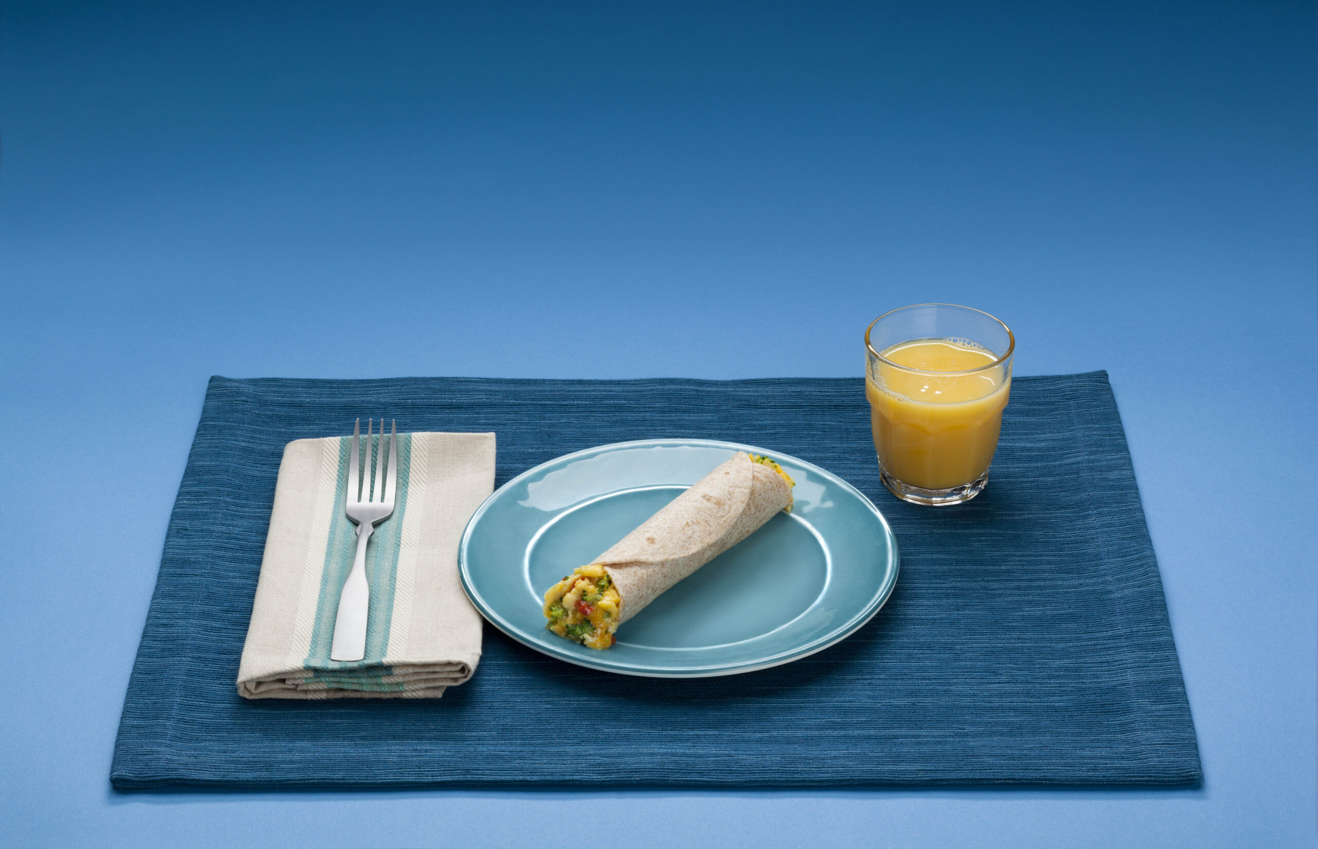 Balanced breakfast meal showing multiple MyPlate food groups