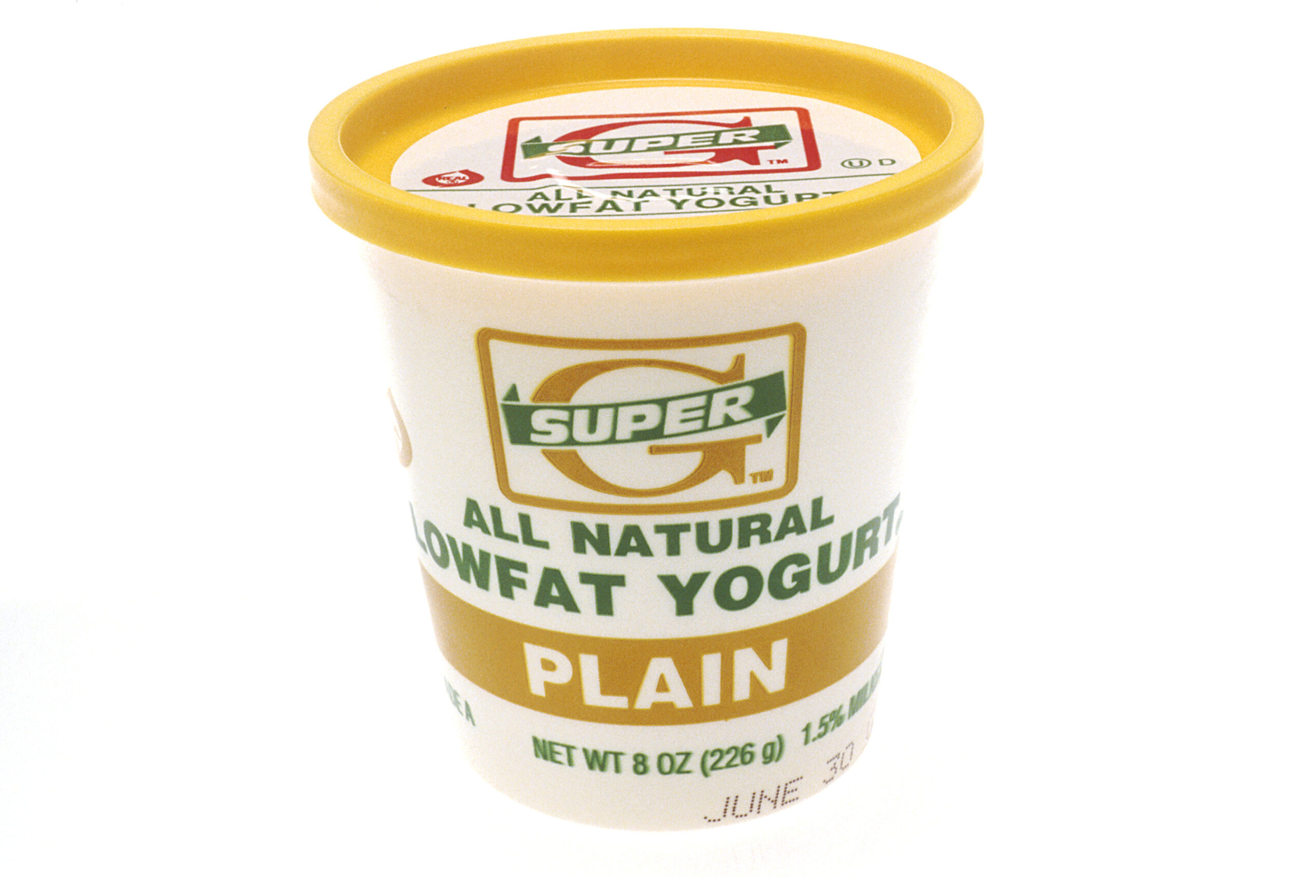 Container of plain yogurt as a fermented microbial food