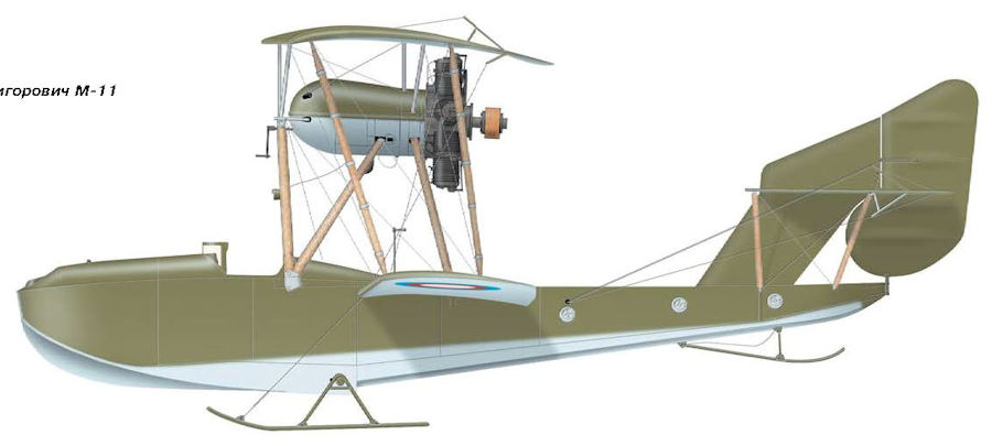 Grigorovich M-11 flying boat aircraft on beaching gear