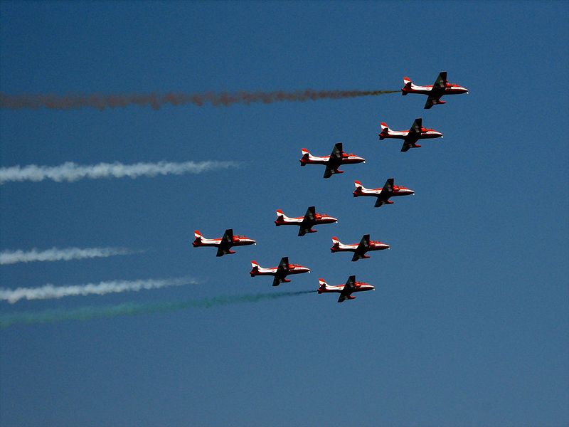 HAL HJT-16 Kiran - HAL HJT-16 Kiran II de la patrouille Surya Kiran en formation
