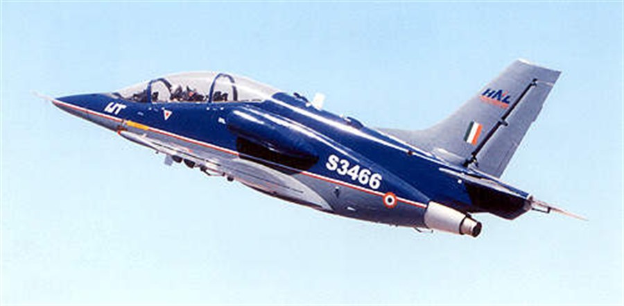 HAL HJT-36 Sitara blue S3466 prototype in flight
