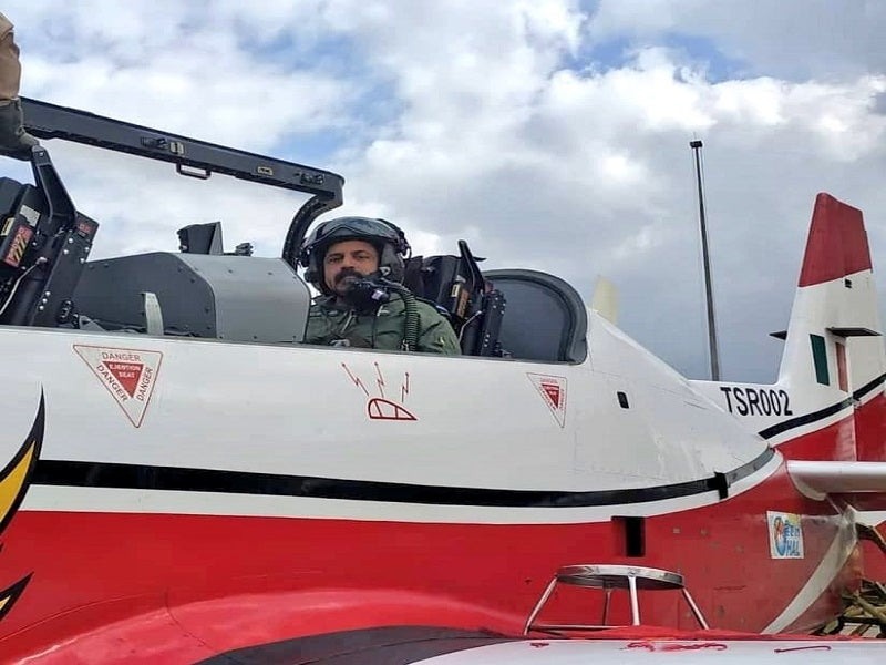HAL HTT-40 cockpit close view with crew member