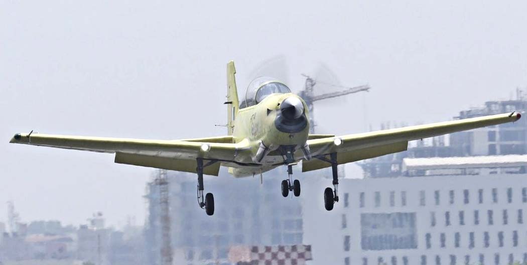 HAL HTT-40 trainer aircraft landing head on